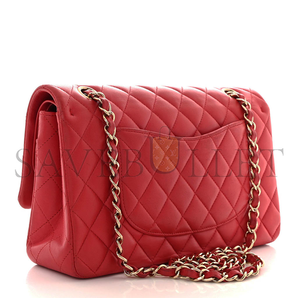 Ch*el lambskin quilted medium double flap dark a01112 (25.5*15*7cm)